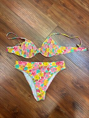 H&M Floral Bikini Set in Pink, Yellow & Teal